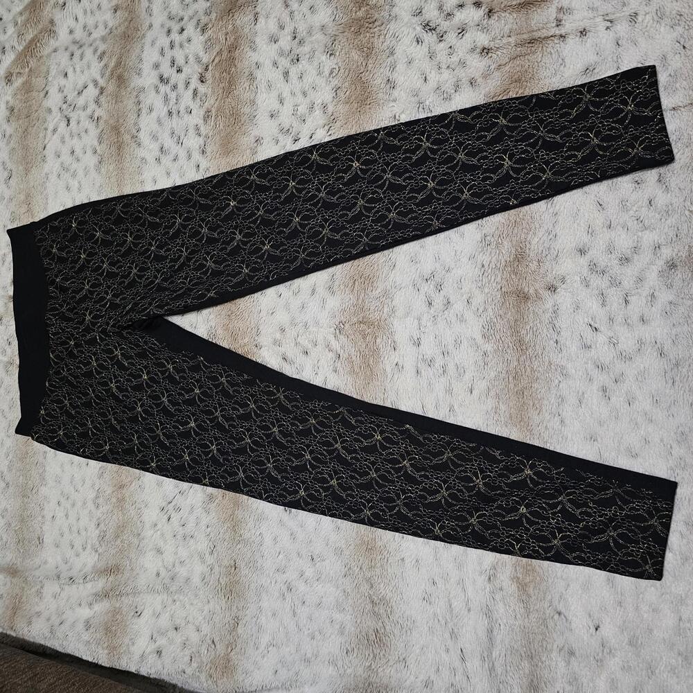 BeBop Black/gold Lace Ponte Leggings Size S NWOT - Picture 1 of 9